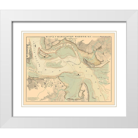 Charleston Harbor - Bowen 1860 White Modern Wood Framed Art Print with Double Matting by Bowen