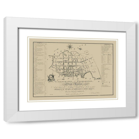 Charleston South Carolina - Petrie 1790 White Modern Wood Framed Art Print with Double Matting by Petrie
