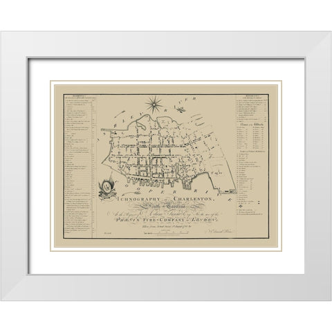 Charleston South Carolina - Petrie 1790 White Modern Wood Framed Art Print with Double Matting by Petrie