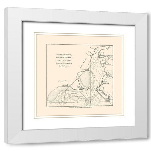 Charles Town South Carolina - Cowley 1780 White Modern Wood Framed Art Print with Double Matting by Cowley