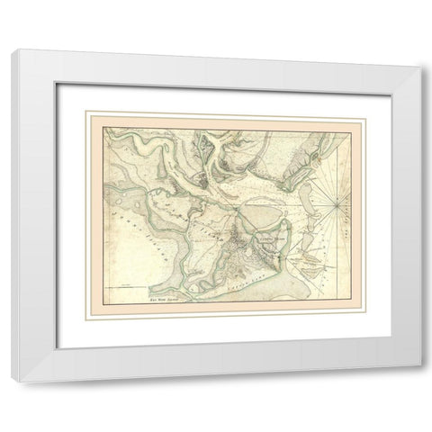 Charleston South Carolina -1780 White Modern Wood Framed Art Print with Double Matting by Unknown