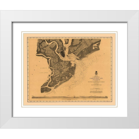 Charleston Defenses - US Army 1860 White Modern Wood Framed Art Print with Double Matting by US Army