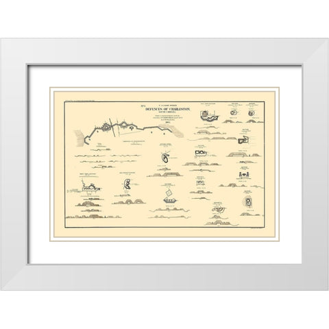 Charleston Coastal Defences - Willenbucher 1865 White Modern Wood Framed Art Print with Double Matting by Willenbucher