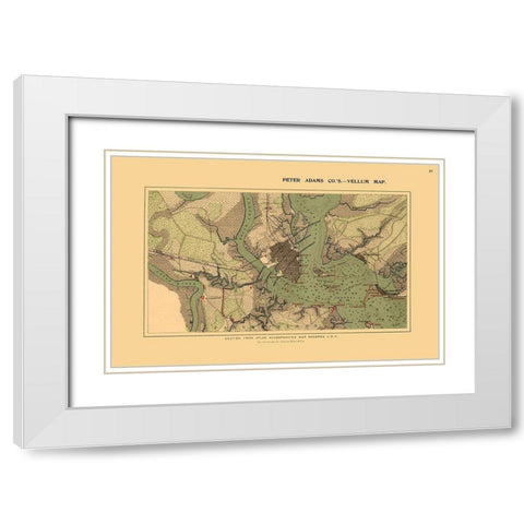 Charleston Harbor South Carolina - Adams 1860 White Modern Wood Framed Art Print with Double Matting by Adams