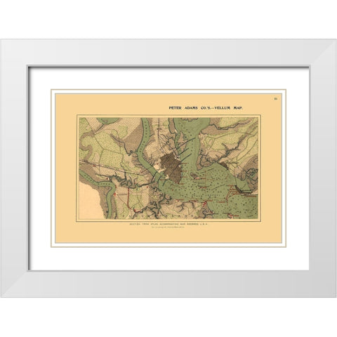 Charleston Harbor South Carolina - Adams 1860 White Modern Wood Framed Art Print with Double Matting by Adams