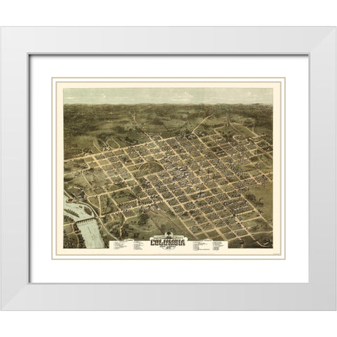 Columbia South Carolina - Drie 1872 White Modern Wood Framed Art Print with Double Matting by Drie