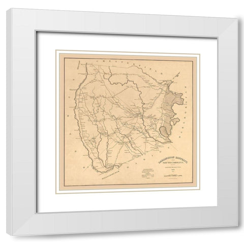 Darlington County South Carolina - Tanner 1825 White Modern Wood Framed Art Print with Double Matting by Tanner