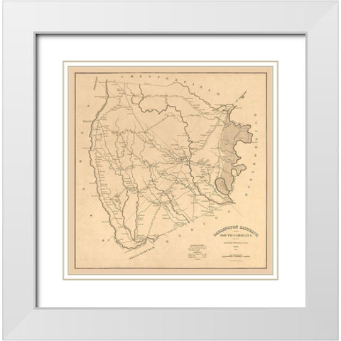 Darlington County South Carolina - Tanner 1825 White Modern Wood Framed Art Print with Double Matting by Tanner
