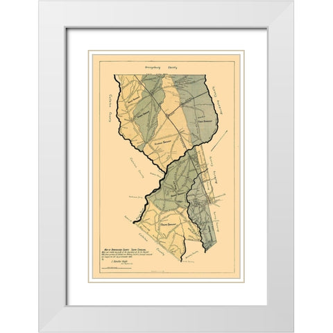 Dorchester County South Carolina - Knight 1900 White Modern Wood Framed Art Print with Double Matting by Knight