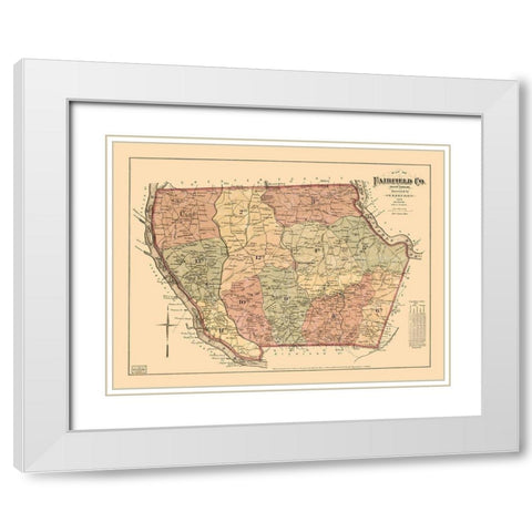 Fairfield County South Carolina - Elkin 1876 White Modern Wood Framed Art Print with Double Matting by Elkin