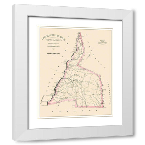 Lancaster South Carolina Landowner - Mills 1825 White Modern Wood Framed Art Print with Double Matting by Mills