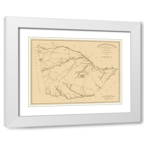 Lexington South Carolina Landowner - Mills 1825 White Modern Wood Framed Art Print with Double Matting by Mills