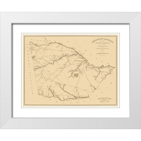 Lexington South Carolina Landowner - Mills 1825 White Modern Wood Framed Art Print with Double Matting by Mills