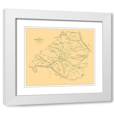 Newberry County South Carolina - Lake 1887 White Modern Wood Framed Art Print with Double Matting by Lake