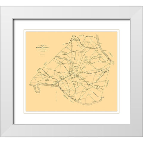 Newberry County South Carolina - Lake 1887 White Modern Wood Framed Art Print with Double Matting by Lake