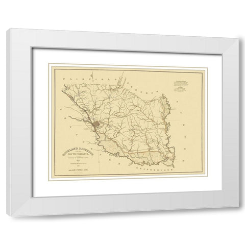 Richland South Carolina Landowner - Mills 1825 White Modern Wood Framed Art Print with Double Matting by Mills