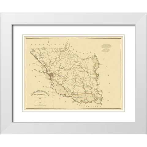 Richland South Carolina Landowner - Mills 1825 White Modern Wood Framed Art Print with Double Matting by Mills