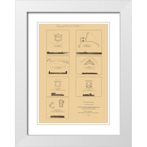South Carolina Rebel Defences - Willenbucher 1862 White Modern Wood Framed Art Print with Double Matting by Willenbucher