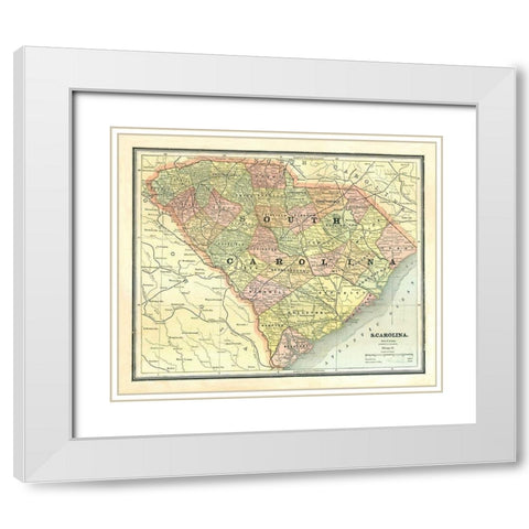 South Carolina - Cram 1886 White Modern Wood Framed Art Print with Double Matting by Cram