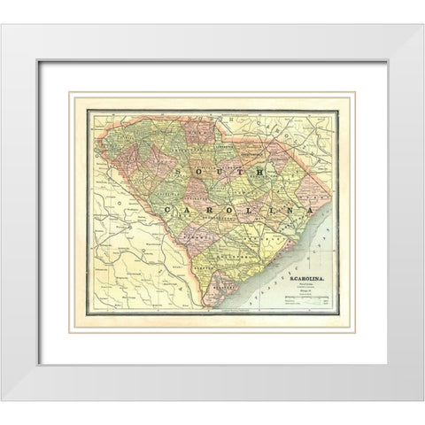 South Carolina - Cram 1886 White Modern Wood Framed Art Print with Double Matting by Cram