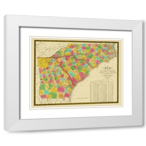 North Carolina, South Carolina , Georgia 1831 White Modern Wood Framed Art Print with Double Matting by Mitchell