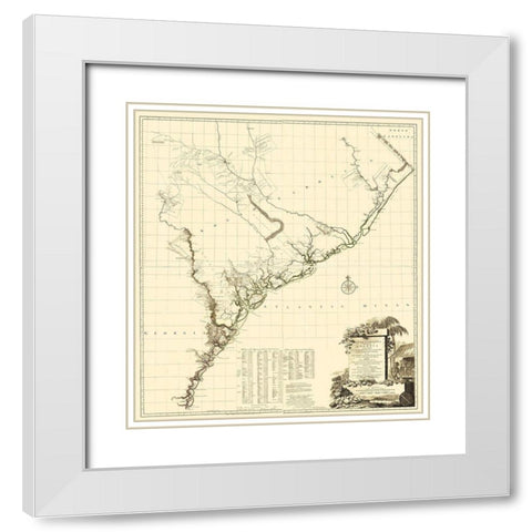 South Carolina, Part of Georgia - Jefferys 1757 White Modern Wood Framed Art Print with Double Matting by Jefferys