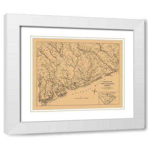 South Carolina - Cogswell 1861 White Modern Wood Framed Art Print with Double Matting by Cogswell