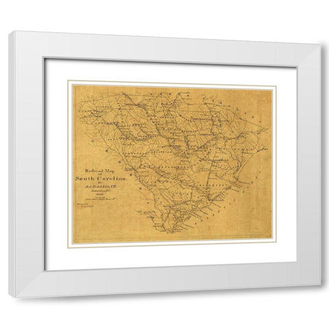 South Carolina - Hotchkiss 1880 White Modern Wood Framed Art Print with Double Matting by Hotchkiss