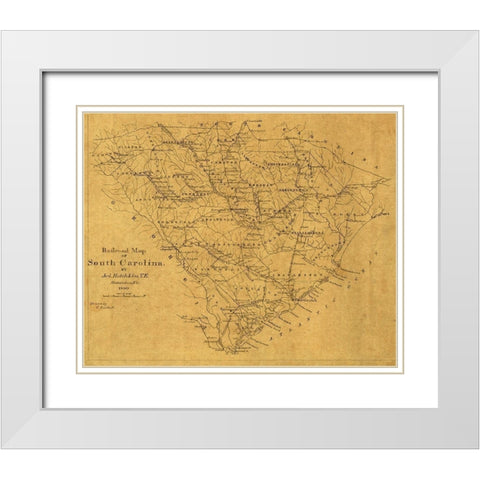 South Carolina - Hotchkiss 1880 White Modern Wood Framed Art Print with Double Matting by Hotchkiss
