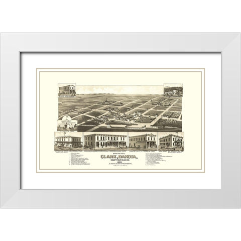 Clark South Dakota - Stoner 1883 White Modern Wood Framed Art Print with Double Matting by Stoner