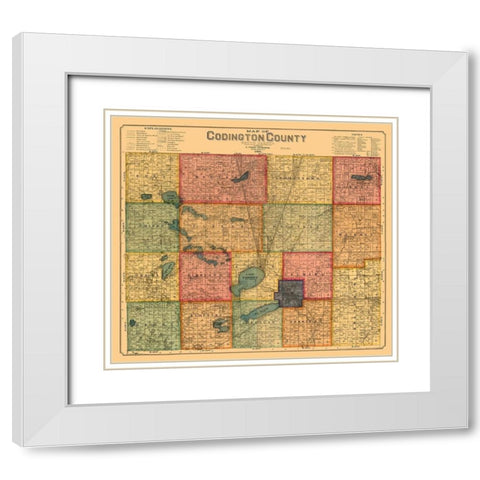 Codington County South Dakota - Peterson 1898 White Modern Wood Framed Art Print with Double Matting by Peterson