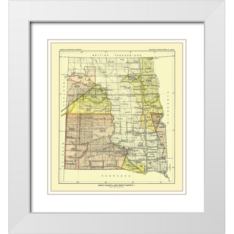 North and South Dakota - Bismarck - Hoen 1896 White Modern Wood Framed Art Print with Double Matting by Hoen