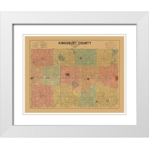 Kingsbury County South Dakota - Peterson 1899 White Modern Wood Framed Art Print with Double Matting by Peterson