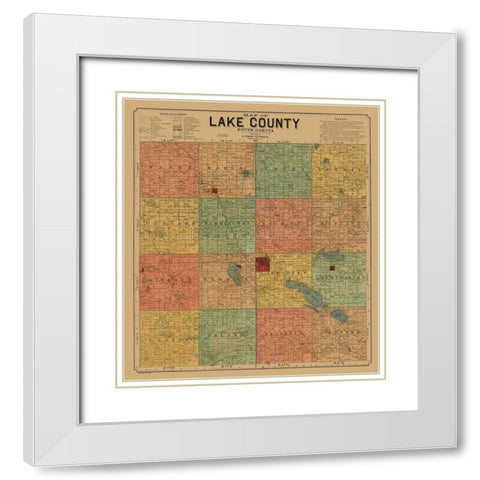 Lake County South Dakota - Peterson 1899 White Modern Wood Framed Art Print with Double Matting by Peterson