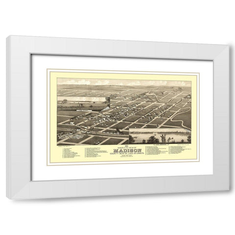 Madison South Dakota - Stoner 1883 White Modern Wood Framed Art Print with Double Matting by Stoner