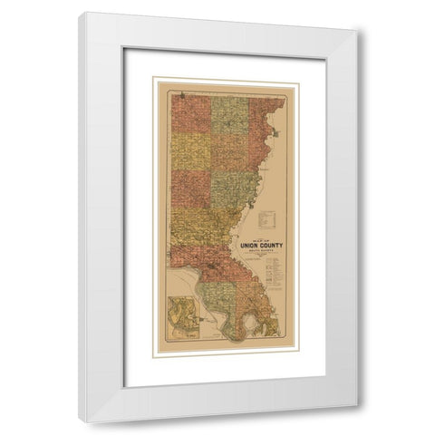 Union County South Dakota - Peterson 1892 White Modern Wood Framed Art Print with Double Matting by Peterson