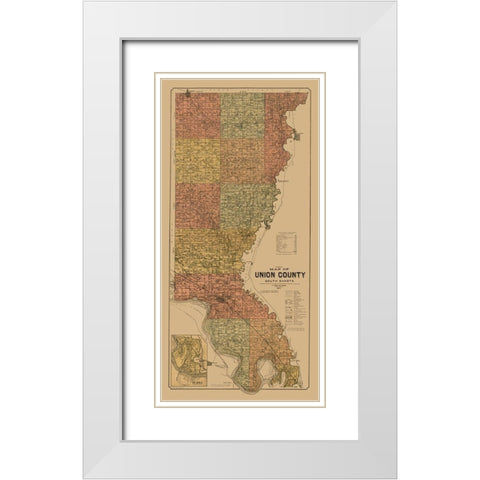 Union County South Dakota - Peterson 1892 White Modern Wood Framed Art Print with Double Matting by Peterson