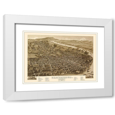 Chattanooga Tennessee - Wellge 1886 White Modern Wood Framed Art Print with Double Matting by Wellge
