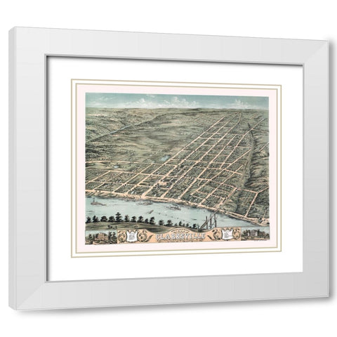 Clarksville Tennessee - Stoner 1870 White Modern Wood Framed Art Print with Double Matting by Stoner