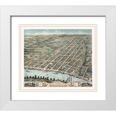 Clarksville Tennessee - Stoner 1870 White Modern Wood Framed Art Print with Double Matting by Stoner