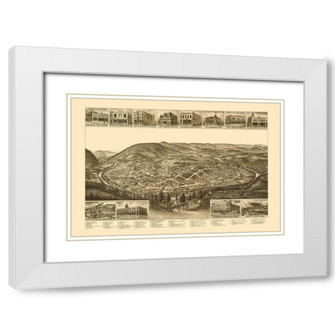 Harriman Tennessee - Burleigh 1892 White Modern Wood Framed Art Print with Double Matting by Burleigh