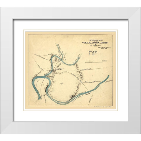 Kingston Tennessee - Michler 1863 White Modern Wood Framed Art Print with Double Matting by Michler