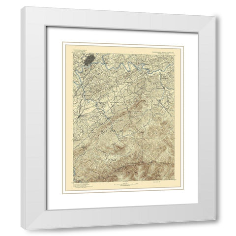 Knoxville Tennessee North Carolina Sheet White Modern Wood Framed Art Print with Double Matting by USGS