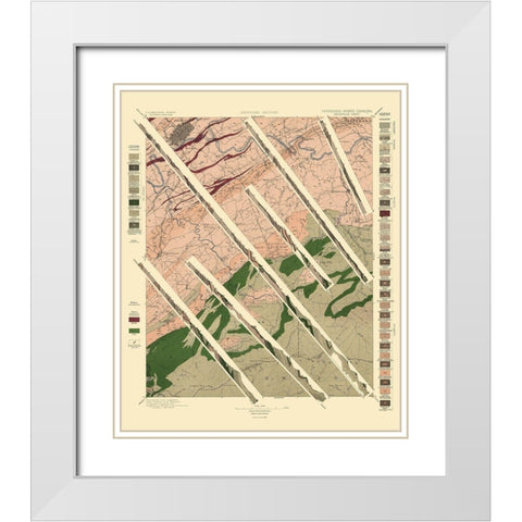 Knoxville Tennessee North Carolina Sheet White Modern Wood Framed Art Print with Double Matting by USGS