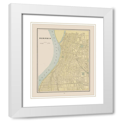 Memphis Tennessee - Cram 1892 White Modern Wood Framed Art Print with Double Matting by Cram