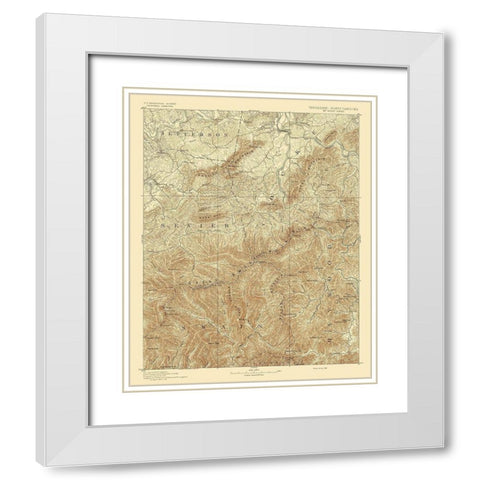 Mt Guyot Tennessee North Carolina Sheet White Modern Wood Framed Art Print with Double Matting by USGS