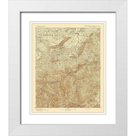 Mt Guyot Tennessee North Carolina Sheet White Modern Wood Framed Art Print with Double Matting by USGS