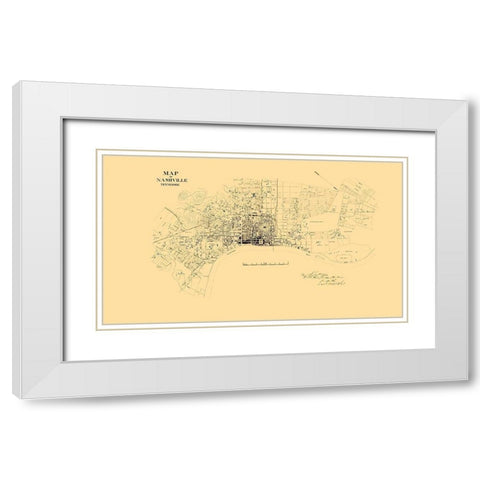 Nashville Tennessee Landowner - Poe 1864 White Modern Wood Framed Art Print with Double Matting by Poe