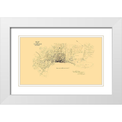 Nashville Tennessee Landowner - Poe 1864 White Modern Wood Framed Art Print with Double Matting by Poe