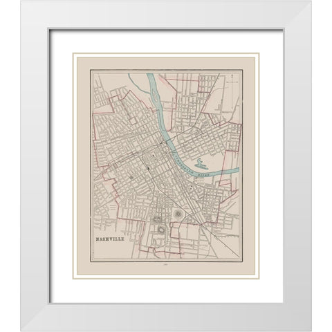 Nashville Tennessee - Cram 1892 White Modern Wood Framed Art Print with Double Matting by Cram